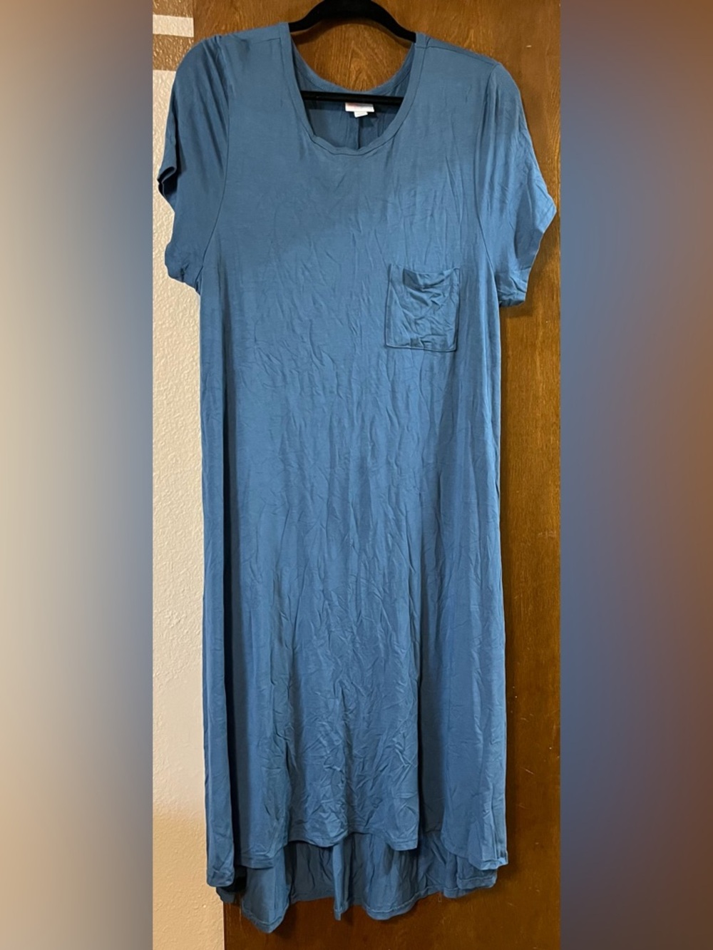 LuLaRoe Carly Slate Blue Crew Neck Dress